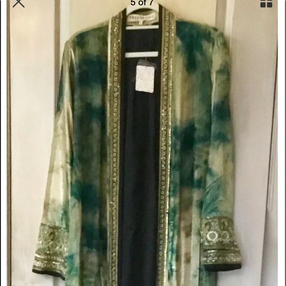 Free People Velvet Duster Tie Dye Bead Embroidery - Picture 5 of 8